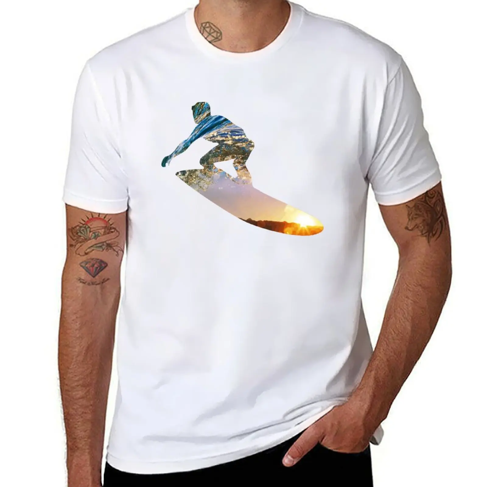 

Surfer and sun T-Shirt t shirts for man slim fit t shirts for man cotton soft T-Shirt