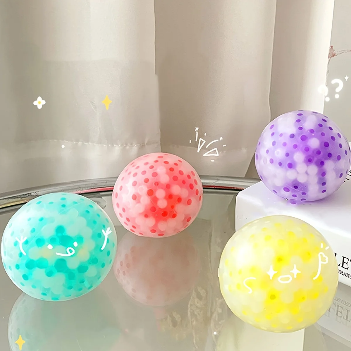 لعبة كرة الإجهاد المطرزة الملونة: الضغط لتخفيف الضغط - لعبة تنفيس تململ ممتعة، مثالية للحفلات، هدايا احتفالية، #4