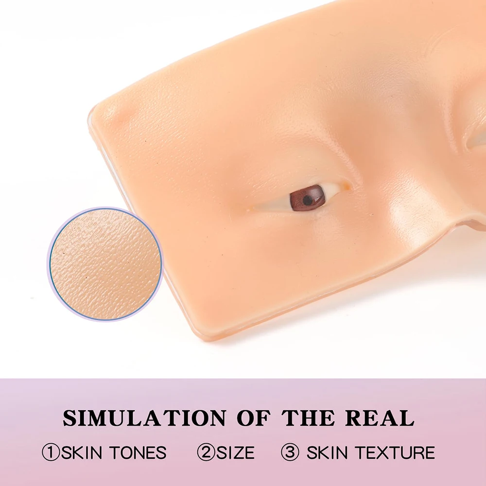 Tablero de práctica de maquillaje de cejas y ojos, estera de práctica de maquillaje facial de ojos de silicona reutilizable, máscara modelo de varios estilos de estilo antiguo