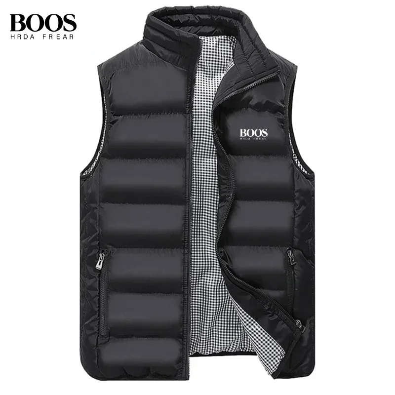 Men\'s Embroidery Brand High Quality Warm Vest Vest, Autumn and Winter Luxury Fashion Brand, Sleeveless Outdoor Windproof Jacket