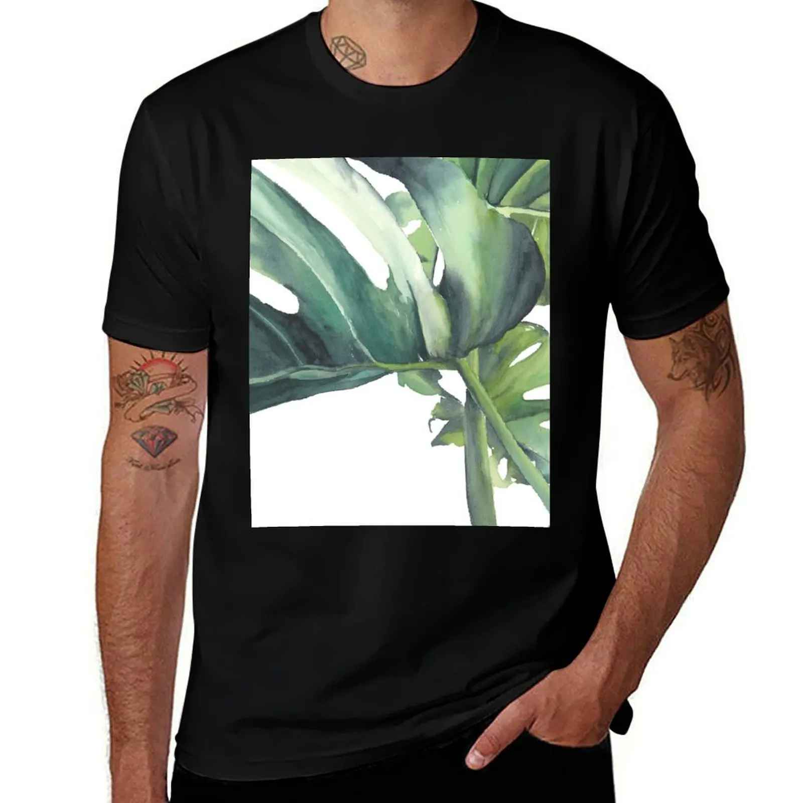 

shirt for plain funny t shirts T-Shirt shirts t Watercolor printed man cotton t Leaves Palm man