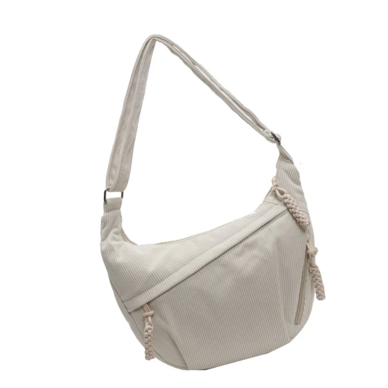 E74B Corduroy Crossbody Bag Casual Fashion Dumpling Shape Shoulder Bags for Daily Use Multiple Colors Available