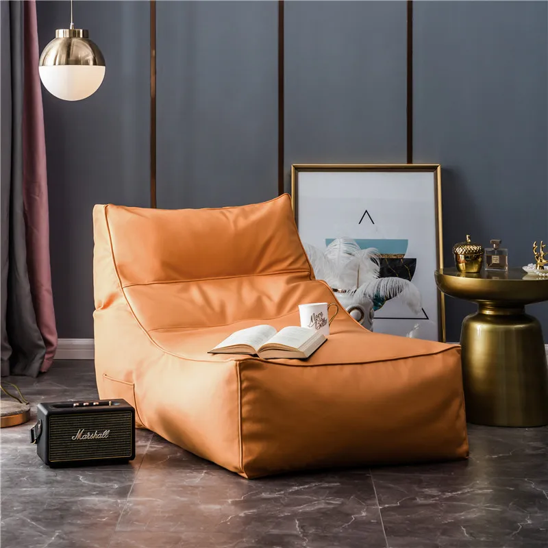 Waterproof Single Bean Bag Sofa Leather Lazy Funda Upholstery Bean Bag Sofas Quilted Nordic Minimalista Silla Home Furniture ZN