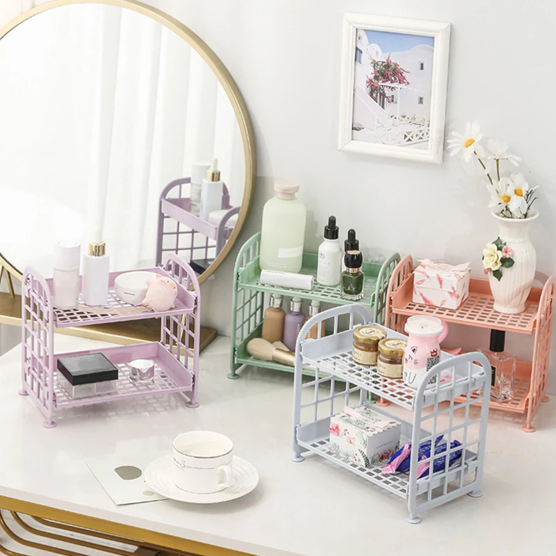 Desktop Stationery Rack Storage Holder Multi-Functional Plastic Shelf Makeup Organizer Office Dormitory Desk Organizer Shelf