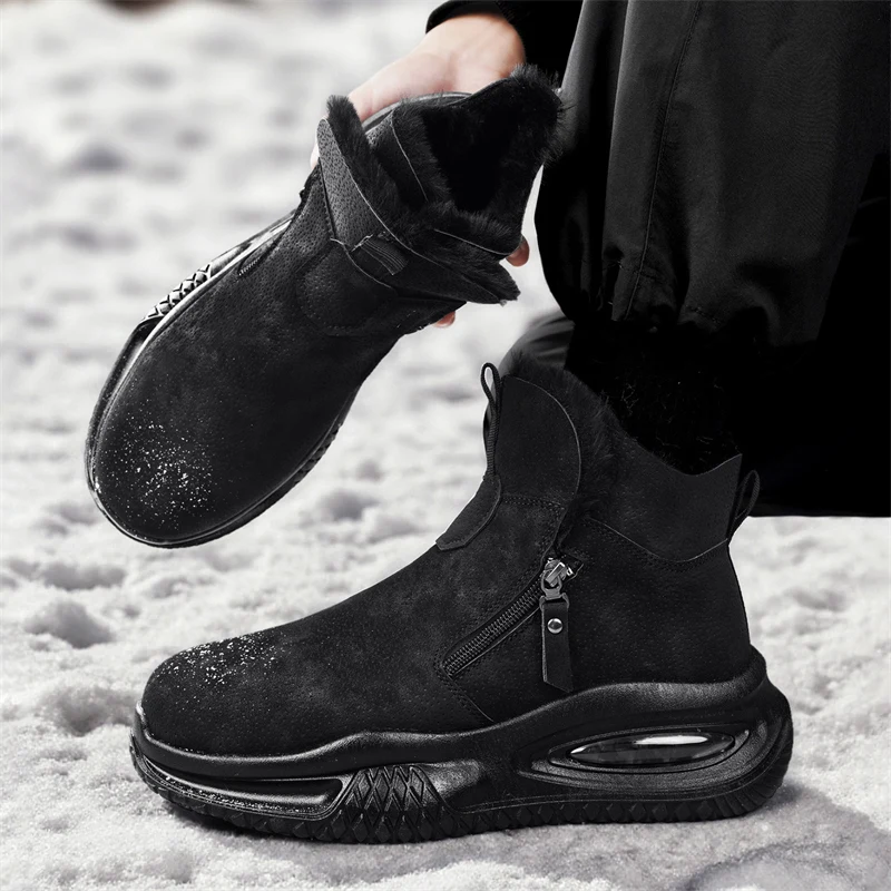 الرجال الشتاء الأحذية الباردة برهان حذاء من الجلد 2024 الرجال الشتاء عالية الجودة الدافئة عالية أعلى أحذية قطنية في الهواء الطلق سميكة سوليد الثلوج الأحذية #5