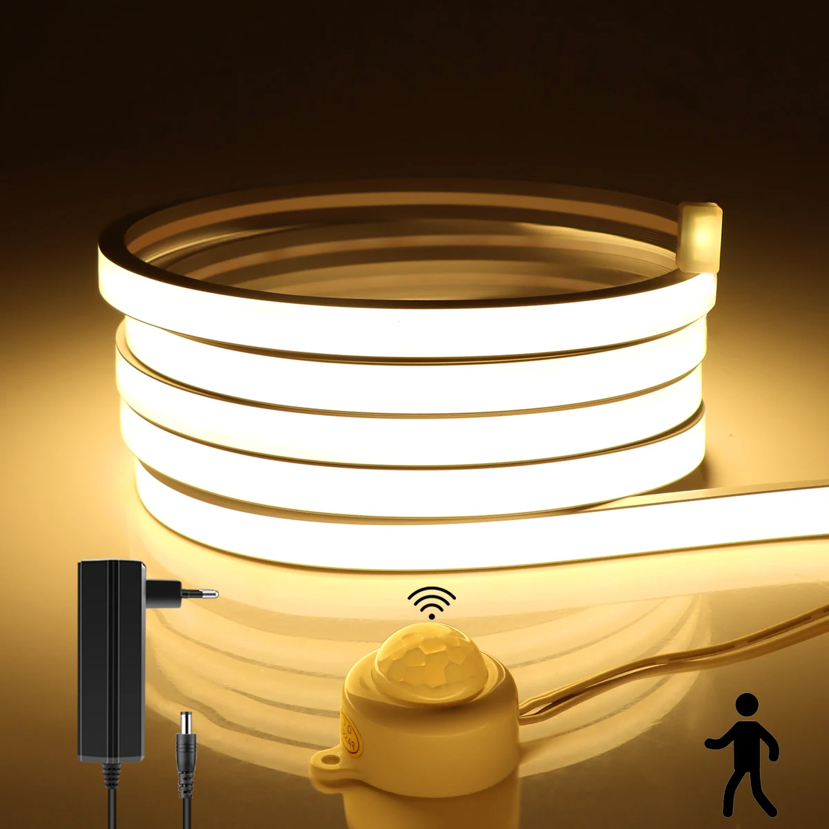 

PIR Motion Sensor LED Strip Lights DC24V COB Neon Light Waterproof 24V Diode Tape Auto On/Off Stairs Wardrobe Kitchen Night Lamp