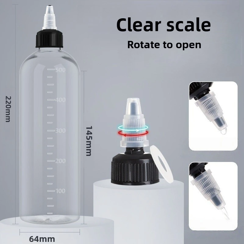 30-230ml Bottiglia vuota per tinture per capelli Misurata Twist Top Cap Contenitore da spremere ricaricabile con scala graduata per inchiostro pigmentato per tatuaggi