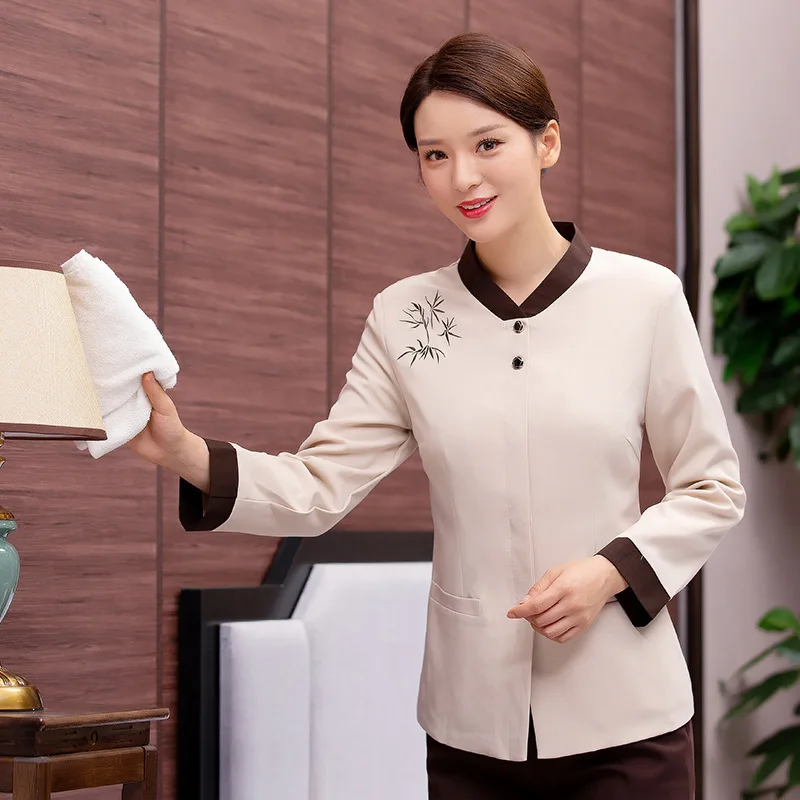 ห้องพักโรงแรมทําความสะอาดชุดแขนยาวฤดูใบไม้ร่วงชุดฤดูหนาวห้างสรรพสินค้าชุมชนทรัพย์สินทําความสะอาดโรงพยาบาลผู้หญิงทําความสะอาด Workwear