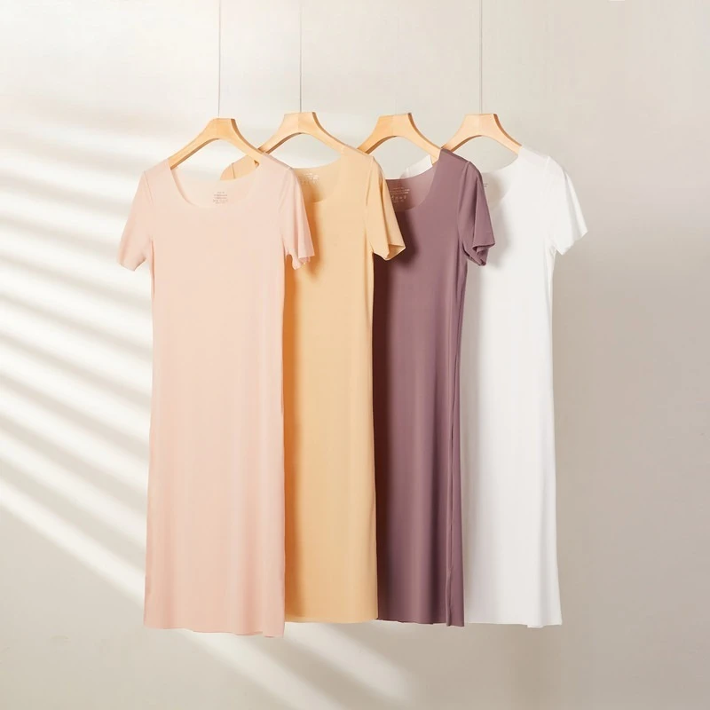 Camisón de seda de hielo sin costuras para mujer, vestido refrescante para dormir, ropa de descanso ultrafina y transpirable, vestido Sexy con mangas cortas