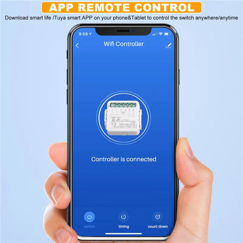 ABUO-2X Zigbee Switch Light Curtain Dimmer Smart MINI Module C04 Control Breaker Curtain Switch Module Zero Fire Smart Switch