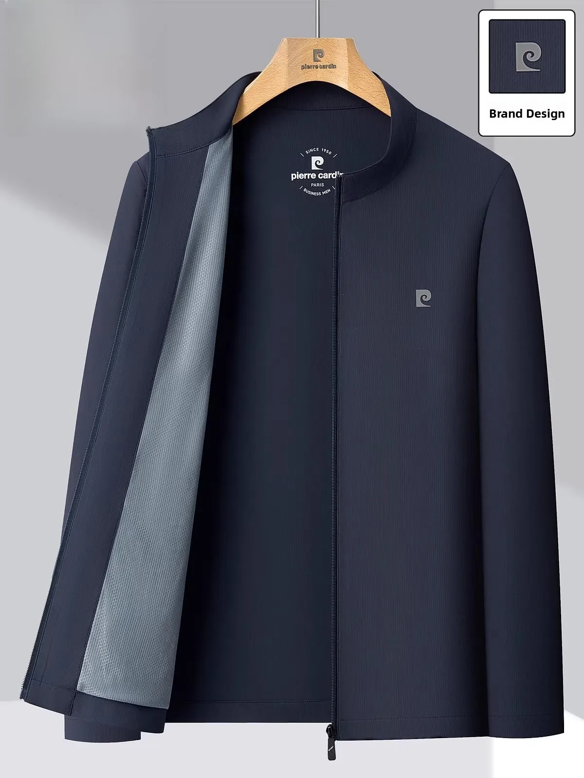 

Мужская куртка Pierre Cardin New Chinese Sle с воротником-стойкой, защита от солнца, повседневная верхняя одежда для поездок на работу, весенняя новинка A...