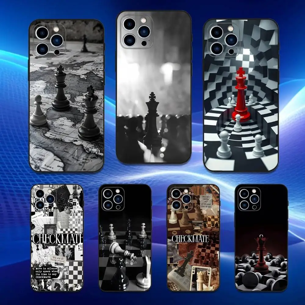 

Cool Art Checkerboard Phone Case For iPhone 17,16,15,14,13,12,11 Plus,Pro Max,XS,X,XR,SE,Mini,8,7,Soft Silicone Black Cover