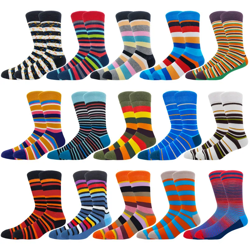 Hot Sale Men Socks New Colorful Gifts for Cotton Fashion Mens Socks Striped Suit Classic Happy Business Casual Socks