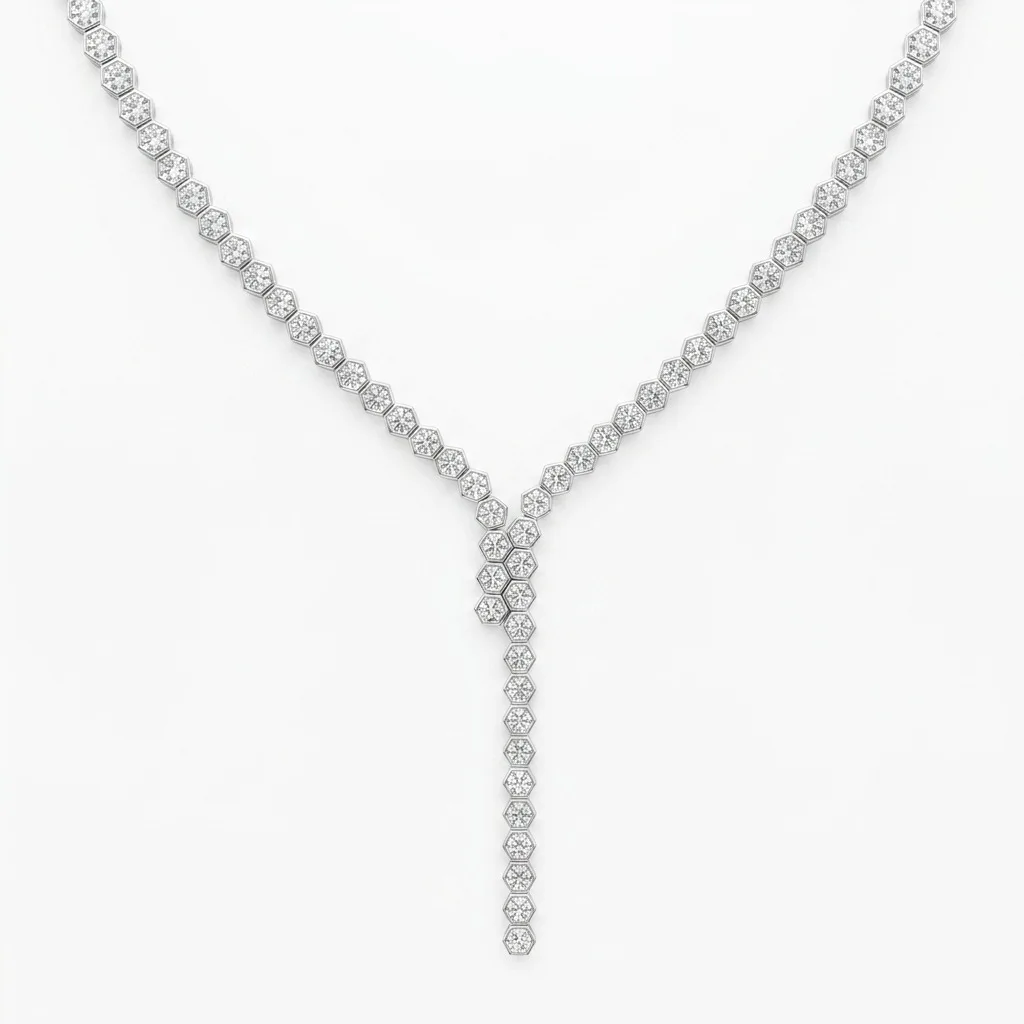 Y-shaped Sweater Chain, Ins Fashion Clavicle Chain with 3.0mm Moissanite, S925 Silver, Hot-Selling for Cross-border E-commerce i