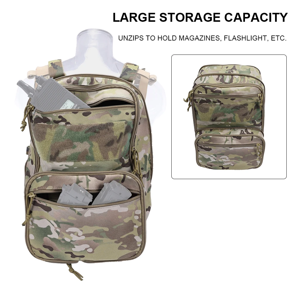Taktischer Flatpack MOLLE Rucksack Erweiterbare Tasche DIY Klettverschluss Rucksack Integrieren mit Jagdweste Plattenträger Micro Chest Rig – Detail 11