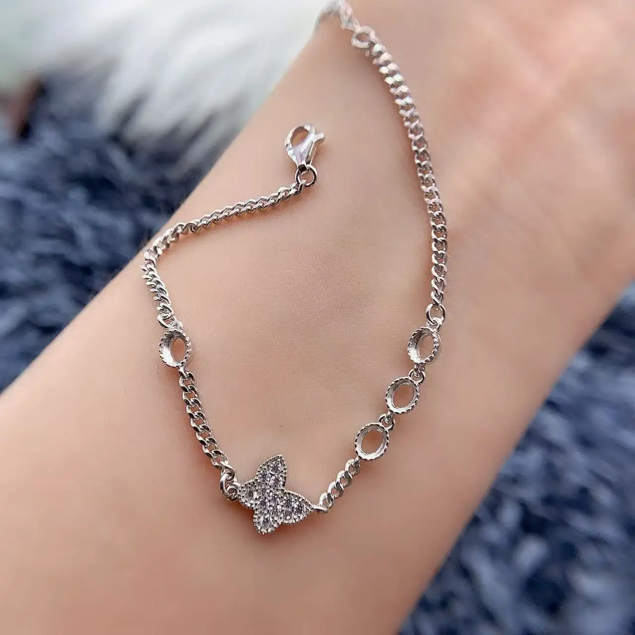 

MeiBaPJ Инкрустация Овальный 3*4 мм 4 шт. Камень S925 Стерлинговое Серебро DIY Женские Подарки Браслет Оправа Свет Роскошный Бесплатная Доставка Оптовая Продажа