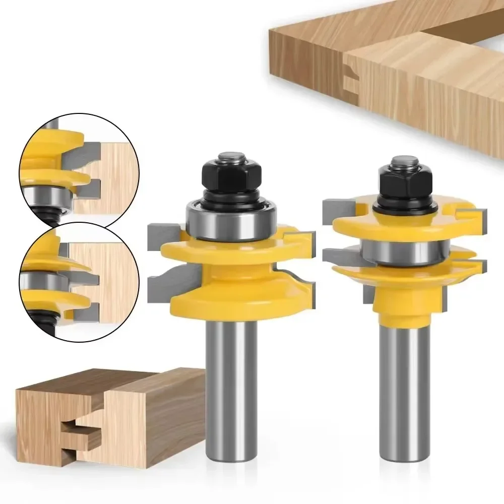 

2 шт./компл. 1/2 "12,7 мм 12 мм фреза с хвостовиком, рельс для резьбы по дереву и фрезы для стиля, соответствующие 2 бита Ogee, шиповый резак, дверное окно
