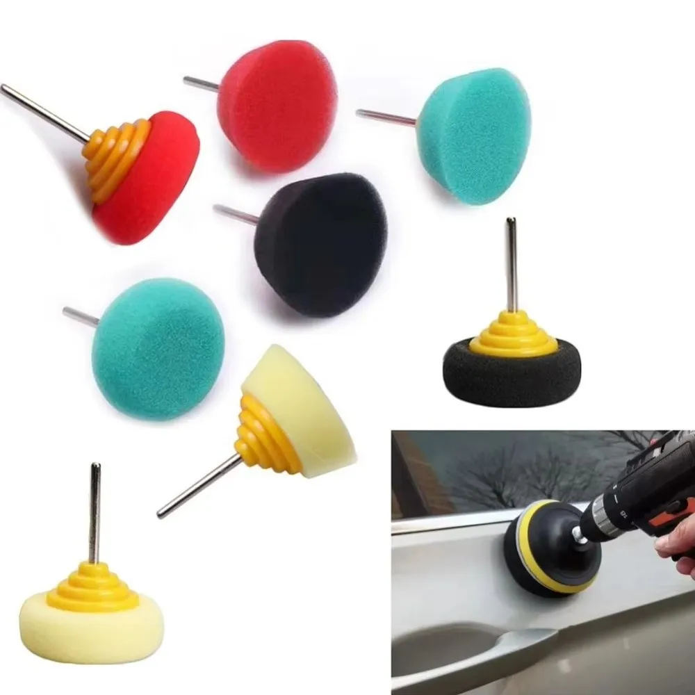 Foam Drill Polishing Pad Metal Shank Drill Attachment Sponge Polishing Wheel Reusable Round Shape Car Polishing Pad