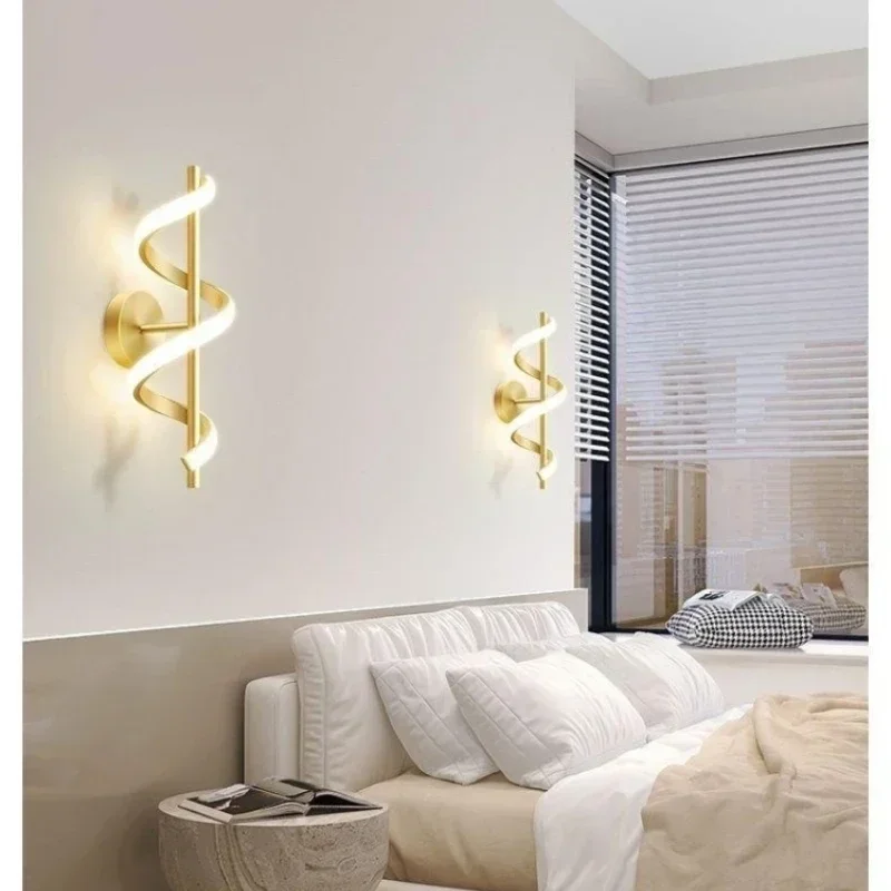 Imagem -04 - Modern Minimalista Led Lâmpada de Parede Sala de Fundo Luz Quarto Iluminação de Cabeceira Home Interior Decor Preto Branco Ouro