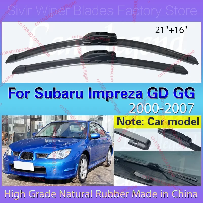 

2PCS Car Wiper Blades For Subaru Impreza GD GG 2000 - 2007 Front Windscreen Windshield Rubber Car Accessories 2005 2006 21"+16"