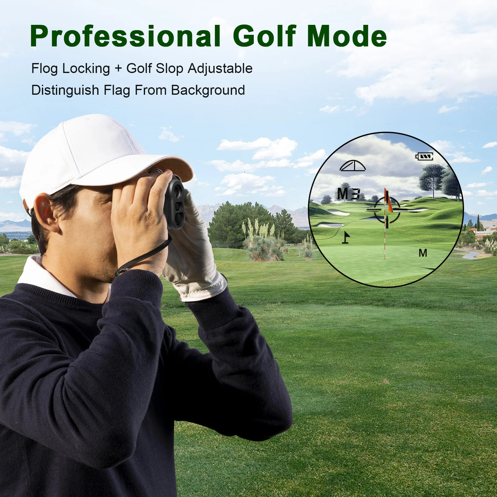 IMeter 656Y Golf Laser Range Finder with Slope Adjustment Flag Lock Vibration Angle Meter for Hunting White view 5