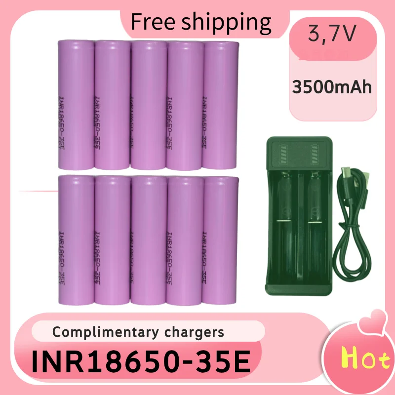 

Free Shipping 100% Original for 18650 3500mAh 25A Discharge INR18650 35E 3500mAh Li-ion 3.7v Rechargable Battery 18650 Battery