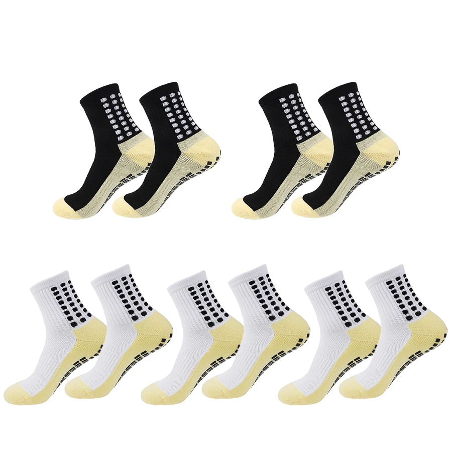 Non-Slip Silicone Bottom Socks para homens e mulheres, esportes de futebol, futebol, ao ar livre, corrida, ciclismo, 5 pares