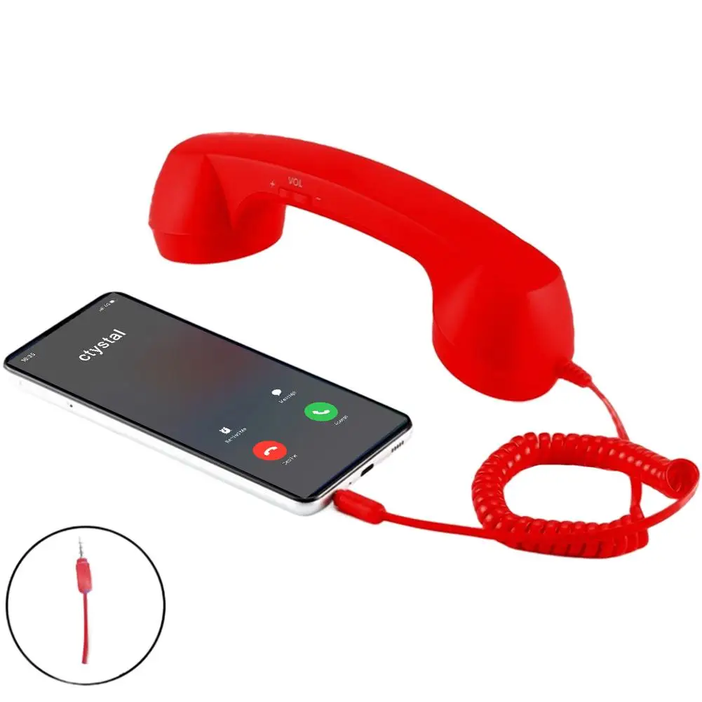Retro telefoonhoorn Type-C en 3,5 mm telefoonkopset Draagbare vintage telefoonheadset voor mobiele mobiele videoconferenties