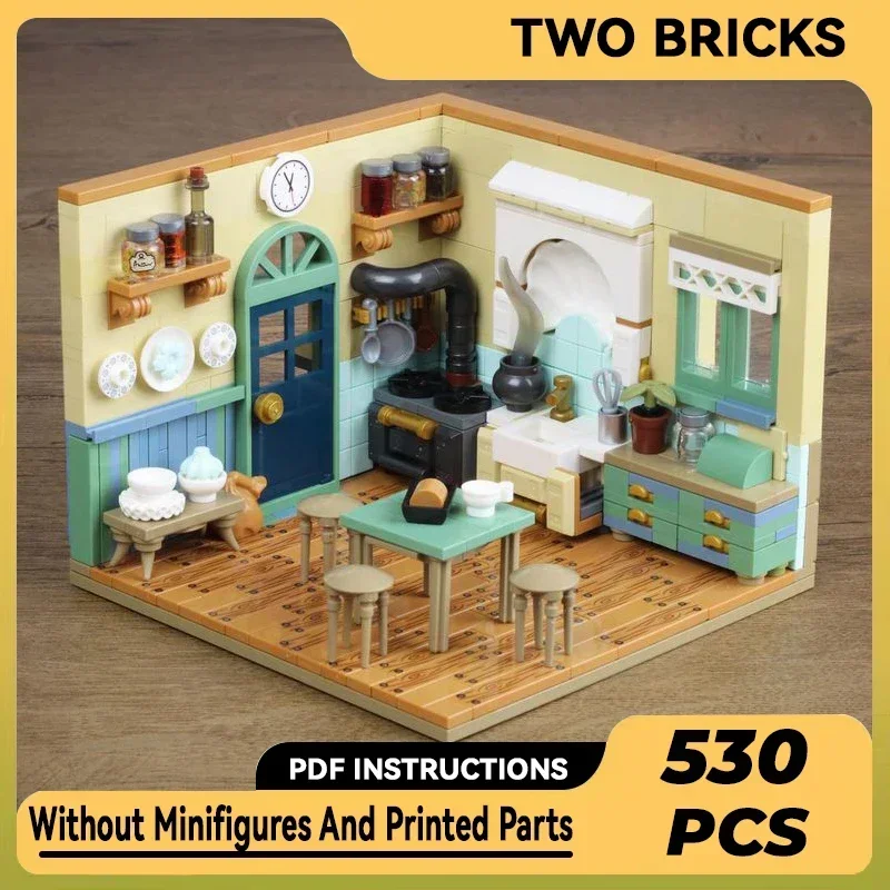 City Street View Model Moc Building Bricks Vintage Kitchen Technology Modular Blocks Gifts Christmas Toys DIY Sets Assembly