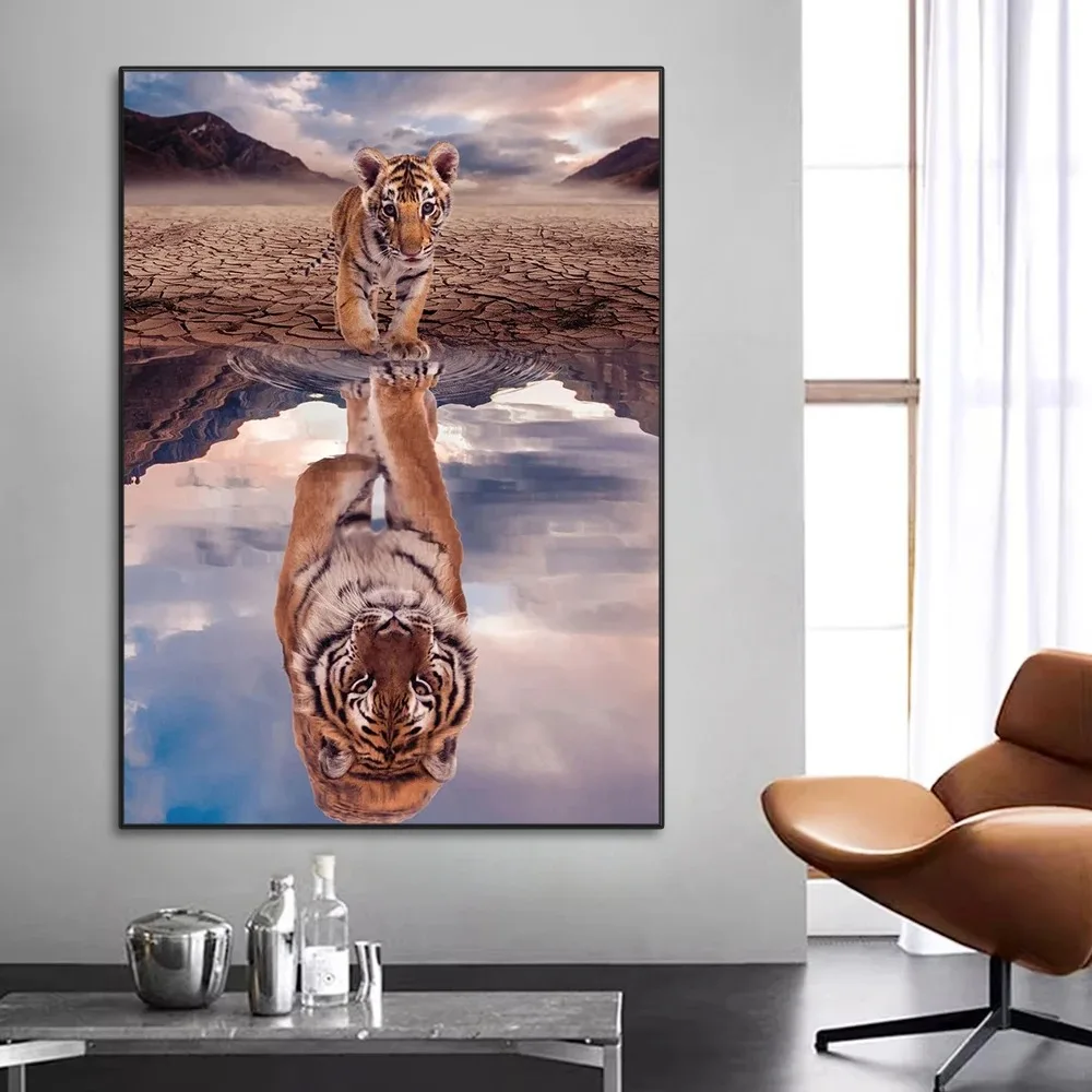 1pc frameless Canvas Painting MINDSET IS EVERYTHING Motivational Poster Lion Tiger Wolf Animal Wall Art Canvas Painting Print fo