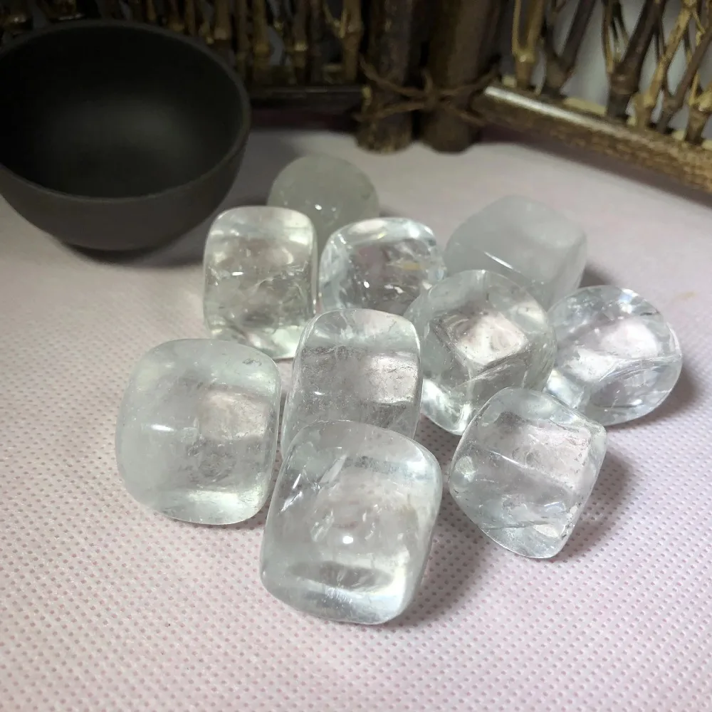 Larger Particles Polished Natural Clear Quartz Square Tumble Reiki Healing Crystals Degaussing Bonsai Fishtank Decor