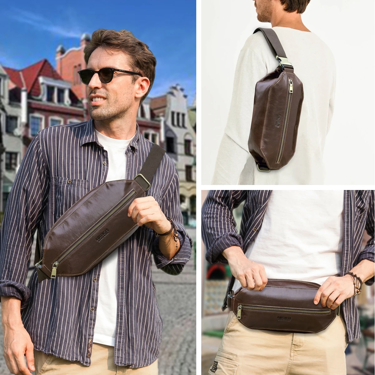 Cintura de Couro Genuíno Sacos Para Homens, Saco De Peito Vintage, Fanny Bolsas, Crossbody Bolsas, Pacotes De Viagem Para 8.3 \