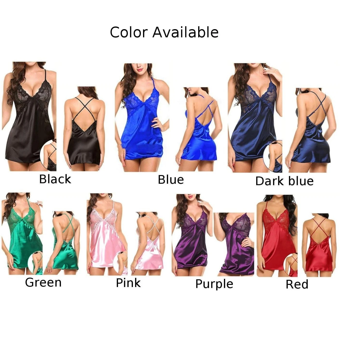 Women Sexy Lace Satin Women Secret Clothes Nightdress Thong Ultra-Thin Sleepwear Lingerie See Through Pajamas Set Erotic Hot