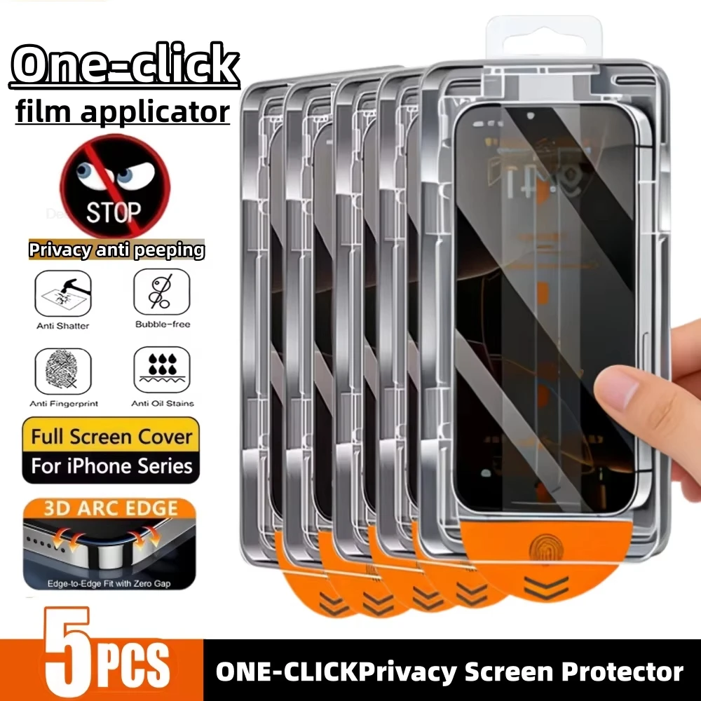 1-5 Stück Sichtschutz-Displayschutzfolie für iPhone 18 17 15 16 Pro Max 13 14 12 11 16e Plus Mini XR XS Staubfreie Installation Gehärtetes Glas