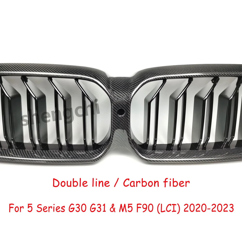 G30 LCI Carbon Fiber Front Bumper Grilles for BMW 5 Series G30 G31 F90 M5 Facelifted 520i 530i 540i M550i M550d Grills 2020-2023