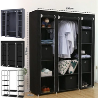 Portable Wardrobe Clothes Organizer Non-Woven Fabric Wardrobe Storage Cupboard for Bedroom 150 * 45 *175cm Storage Shelves