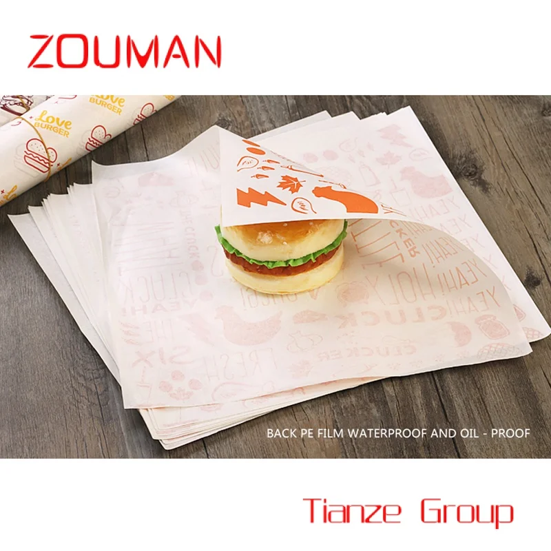 Custom , Hamburger Paper Wrapper  Customized Hamburger Restaurant Cake Grease Proof Hamburger Paper Fast food packaging