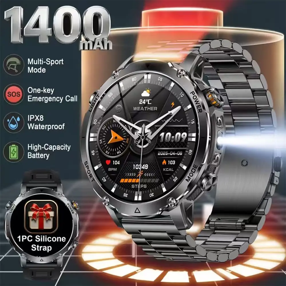 2026 New Built-in 1400mAh Super Large Battery Men Smart Watch Outdoor 1.7