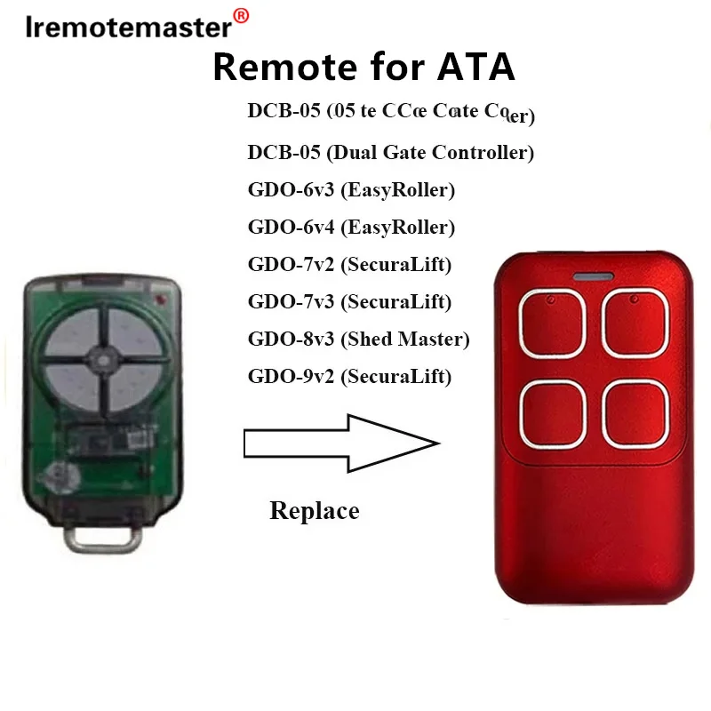 For ATA PTX5 433.92MHz PTX-5 TrioCode GDO PTX5V1 PTX5V2 GDO 11v1/6v3/6v4/7v2/7v3/8v3/9v2/9v3 Garage Door Gate Remote Controller