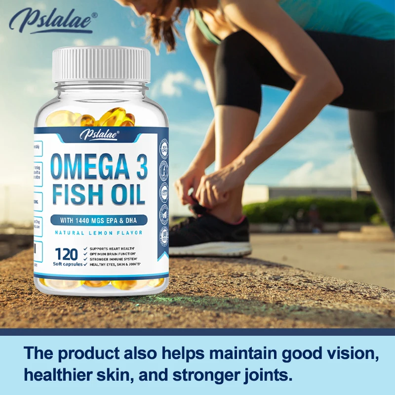 Omega 3 Fish Oil Capsules Benefit Nervous System, Skin and Hair Health, Antioxidants, Easy To Swallow