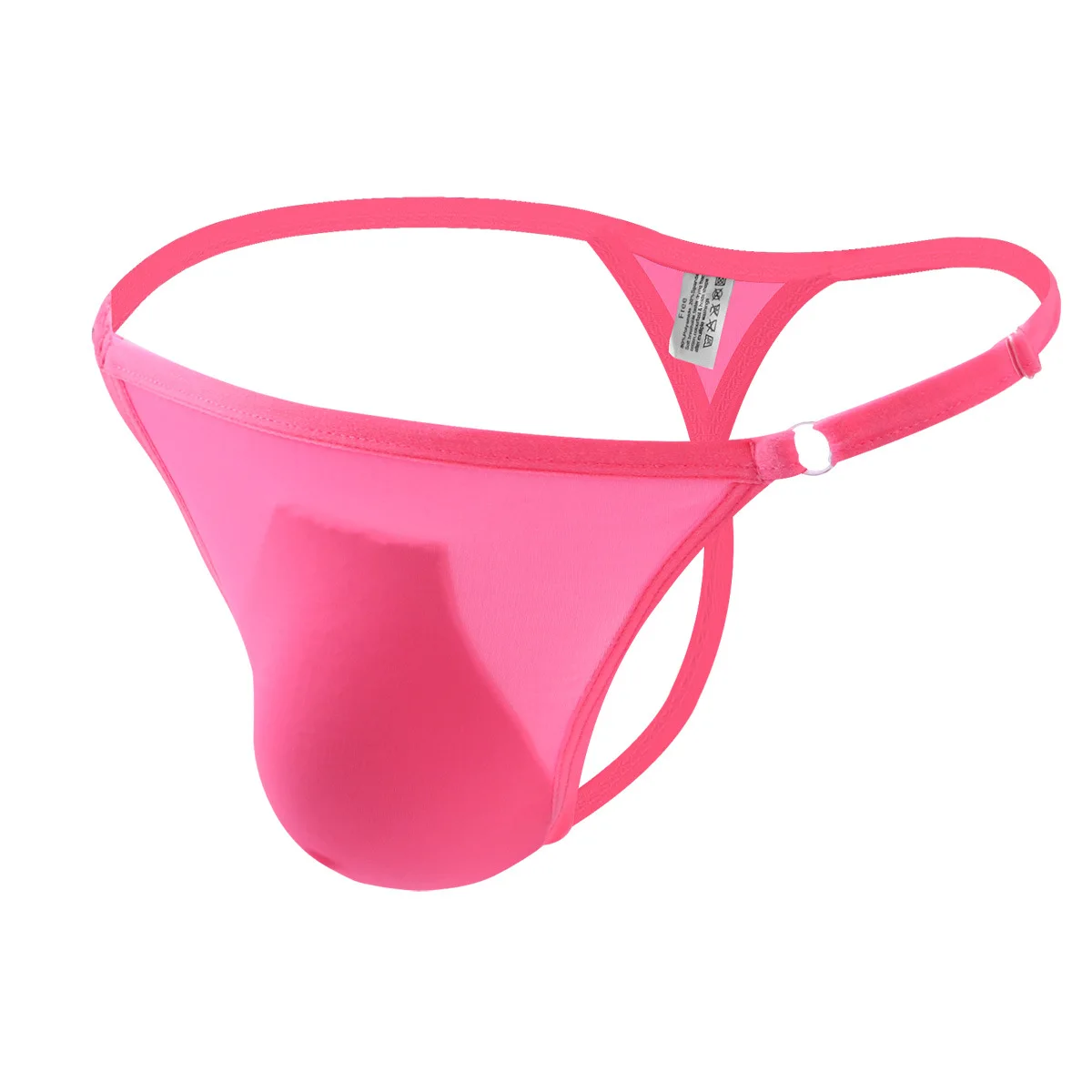 Tanga rosa para hombre, ropa interior con bolsa, Bikini brasileño extremo, banda ajustable, seda de hielo, bragas sexys, hilo G, Gay