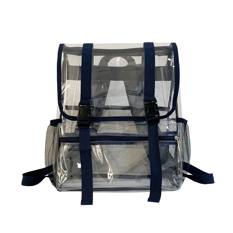 Trendy Flip Clear Backpack Large Heavy Duty PVC Transparent Backpack Stadium Sport Transparent Bag high quality Travel Backpack