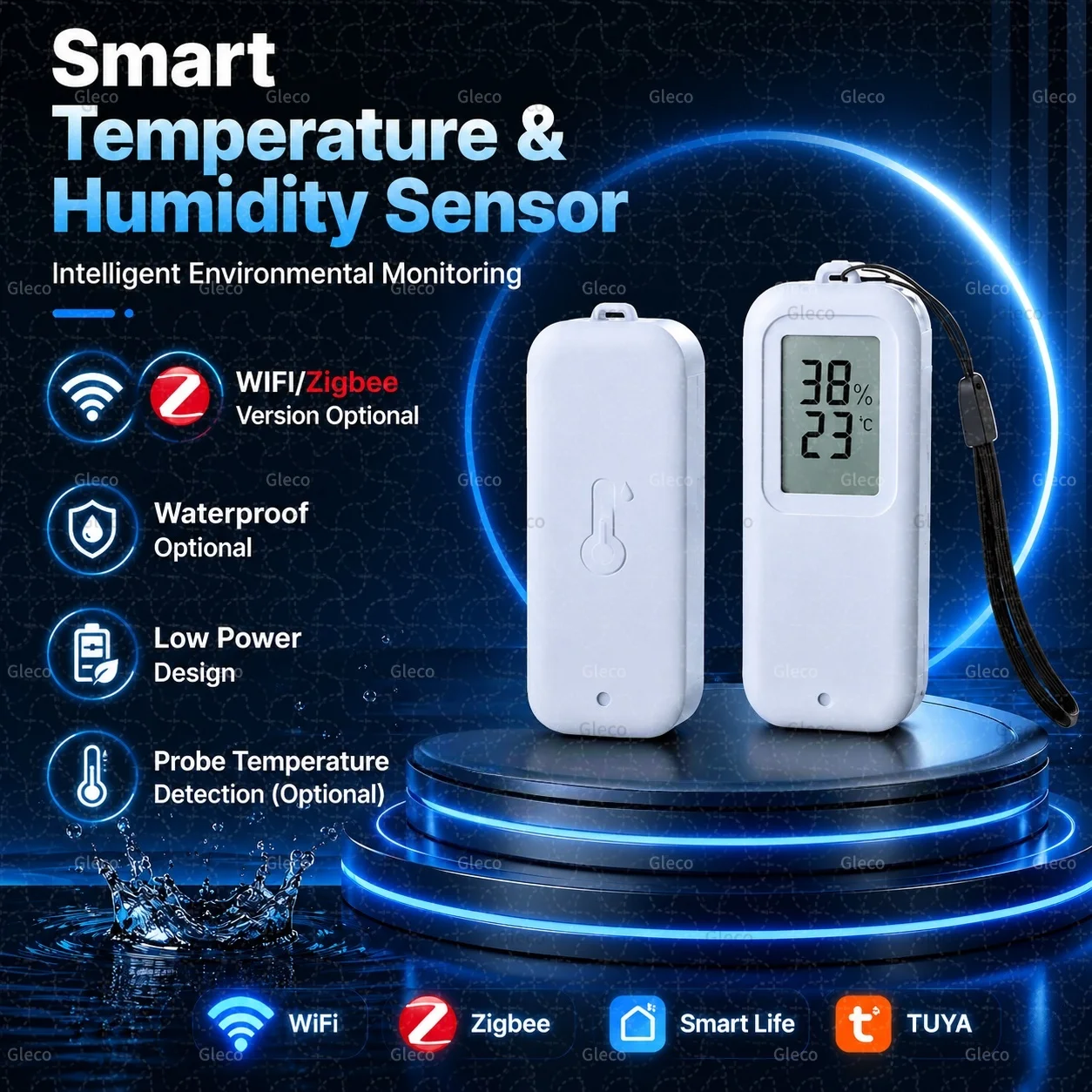 WiFi/Zigbee Smart Temperature Humidity Sensor With Optional LCD, Waterproof & Probe Temperature Detection Work With TUYA 2MQTT