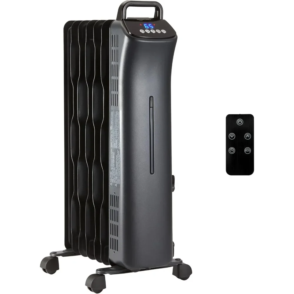 

Oil Space Heater with Remote Control, Portable Radiator Heater with 7 Oil-Filled Fins Indoor Uses, 3 Heat Settings, Thermostat