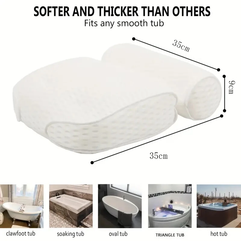 1 Spa-Badewannenkissen mit Anti-Rutsch-Saugnapf für Nacken- und Rückenstütze, Badezimmerzubehör, Badewannen-/Badezimmerzubehör – Detail 4