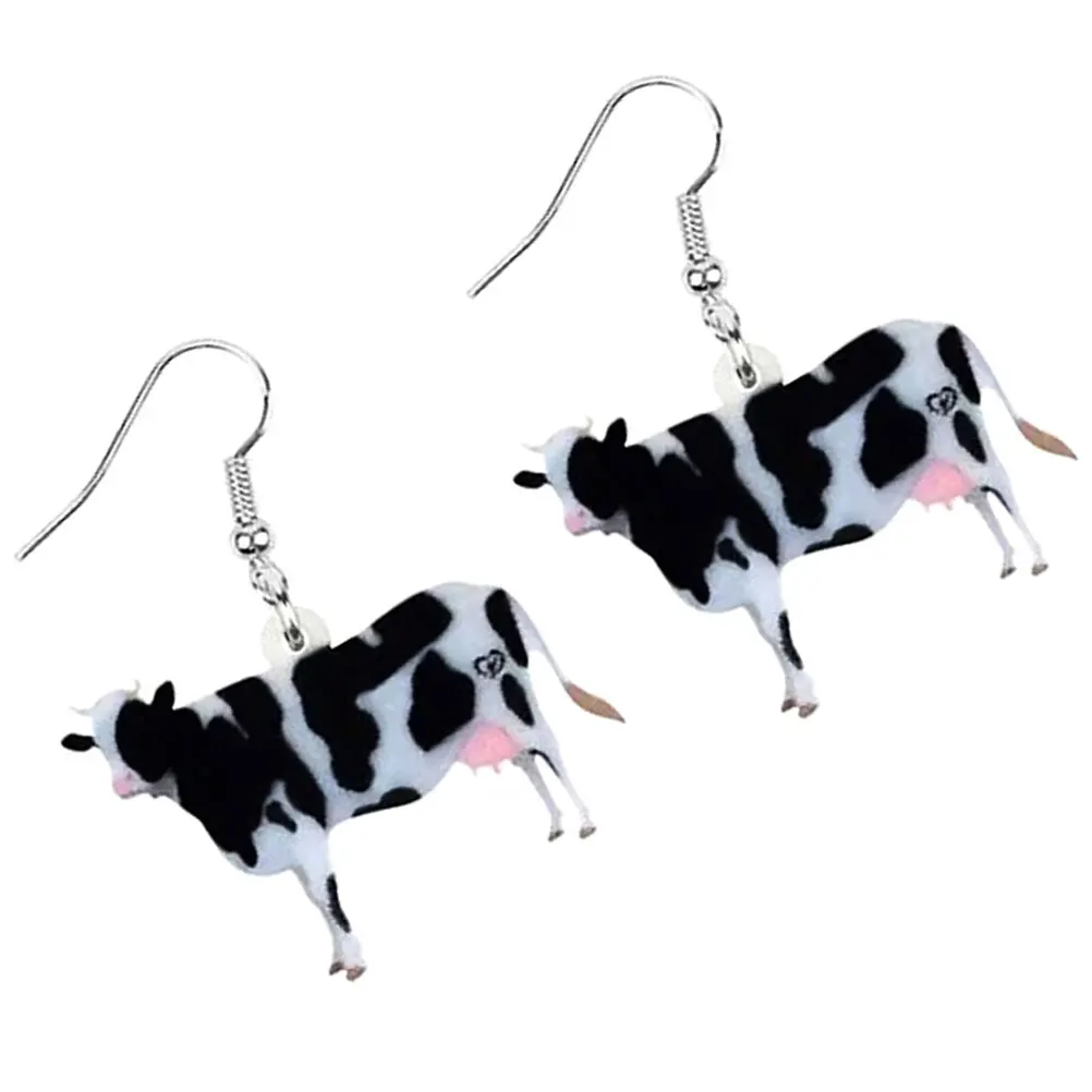 

2 Pairs Shape Acrylic Earrings Milk Women Earrings Head Design Women Girls Farm Animal Party Wedding Accessories