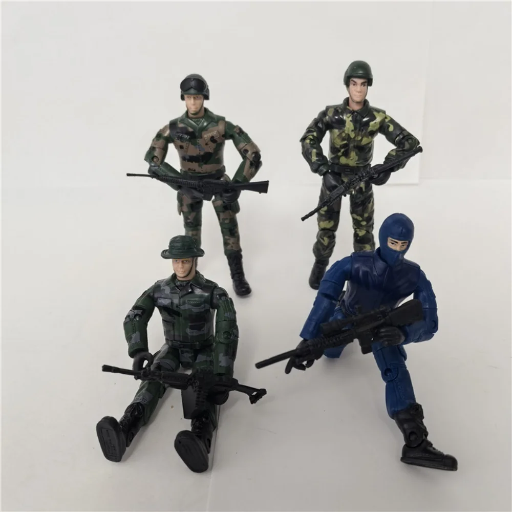 8 Stuks Warrior Elite Force 1:18 Militaire Action Figure Speelgoed Met Wapens 10 Cm Terrorist Svat Team Soldaten Standbeeld voor Kinderen