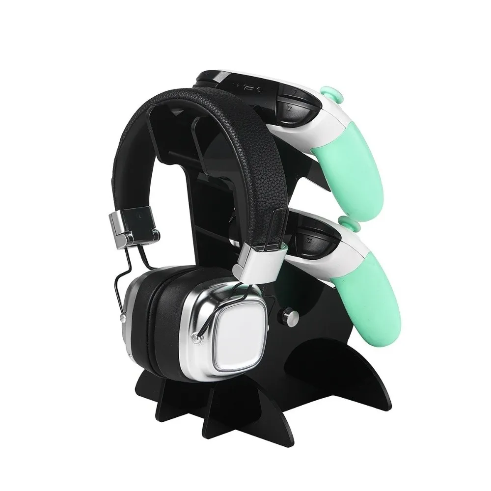 Dudukan Pengontrol Game Dua Lapis Dudukan Headphone Kokoh Akrilik Tempat Pajangan Gamepad untuk PS5/PS4/Xbox/Switch