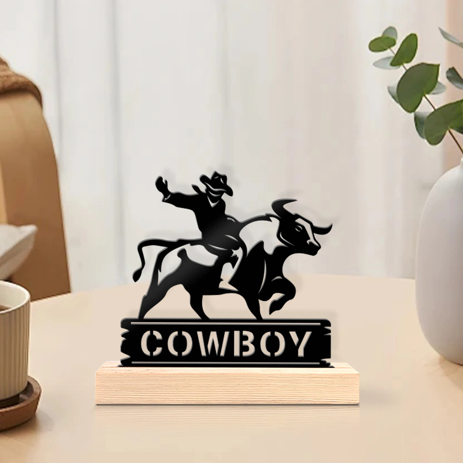 1pc Customized Metal Handicraft Ornaments Customizable Name With Wooden Base Desktop Decorations,Office Decorations