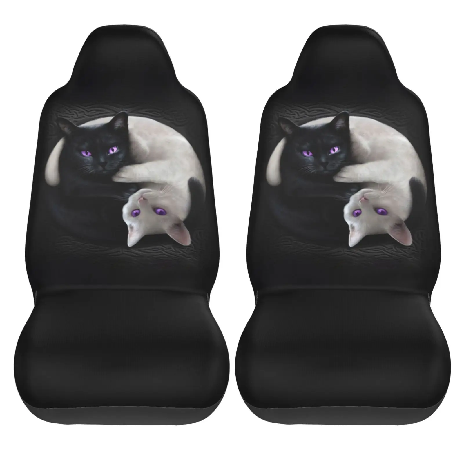 

Moon Phases Yin and Yang Cats Front Seat Cover 2 Pcs Universal Vehicle Seat Protector Mat Covers Fit Most Cars Sedan SUV Van